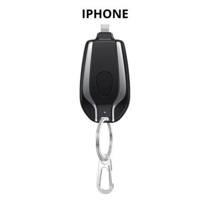 (Compre 1 leve 2) Carregador Chaveiro de Portátil Conexão iPhone e Android Tipo C Universal - 1500mAh