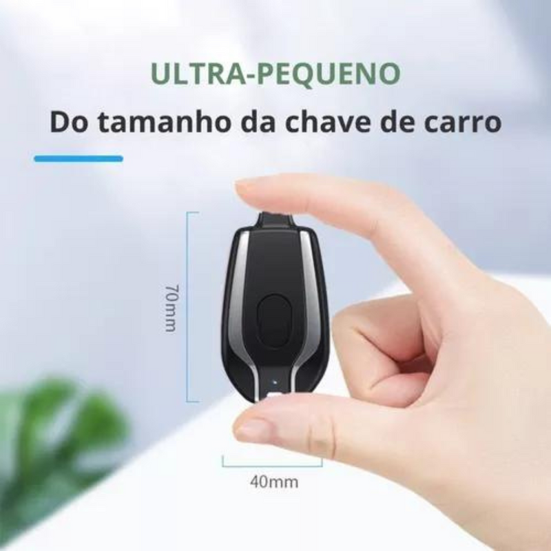 (Compre 1 leve 2) Carregador Chaveiro de Portátil Conexão iPhone e Android Tipo C Universal - 1500mAh