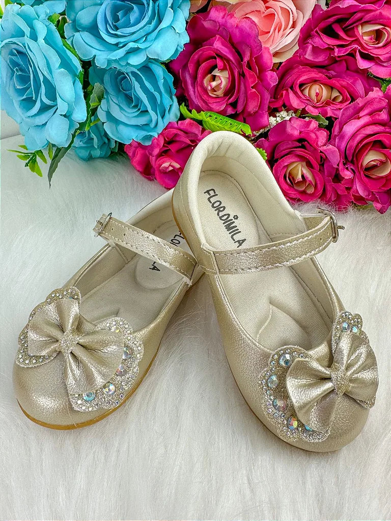 Sapatilha Flor di Mila Baby Dourada – Charme e Conforto para Pequenas Princesas!