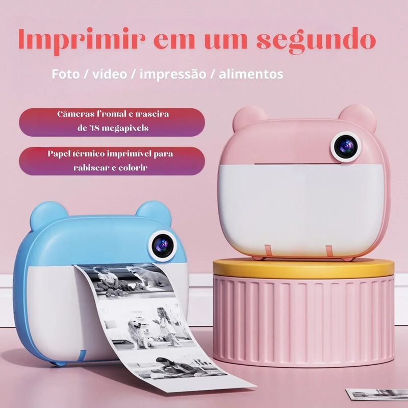 Câmera Polaroid Infantil - Criativa Kids - Impressão instantânea + Cartão de Memória de 32GB de Graça!