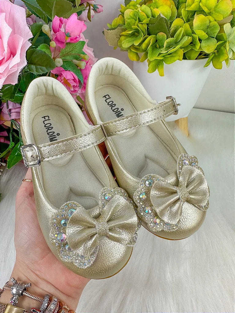 Sapatilha Flor di Mila Baby Dourada – Charme e Conforto para Pequenas Princesas!