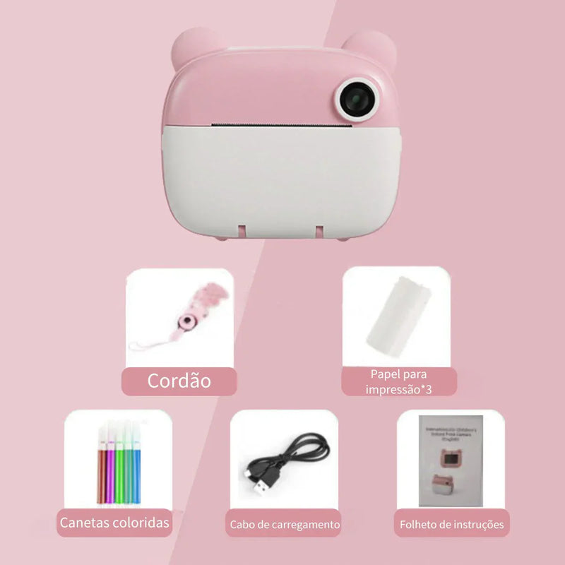 Câmera Polaroid Infantil - Criativa Kids - Impressão instantânea + Cartão de Memória de 32GB de Graça!