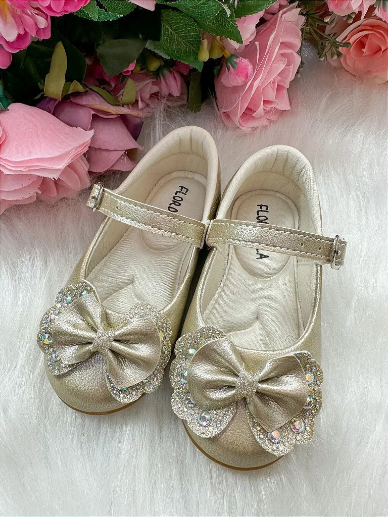 Sapatilha Flor di Mila Baby Dourada – Charme e Conforto para Pequenas Princesas!