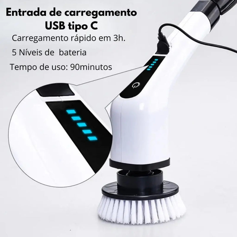 Torne a Limpeza Rápida e Sem Esforço com a Escova de Limpeza Elétrica Multifuncional 9 em 1!