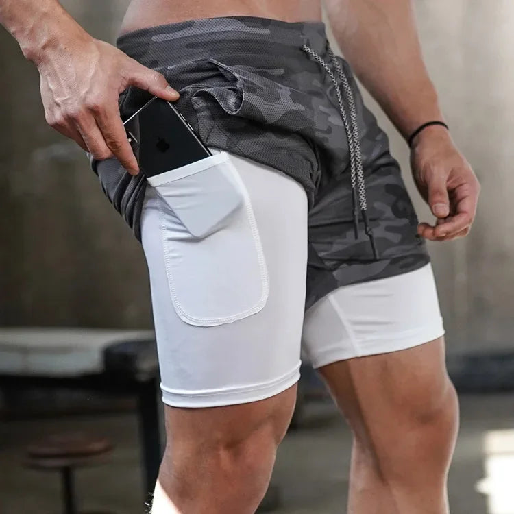 Shorts para atividade física masculina 2 em 1