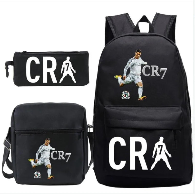 Mochila Cristiano Ronaldo - Acompanha estojo e lancheira de brinde