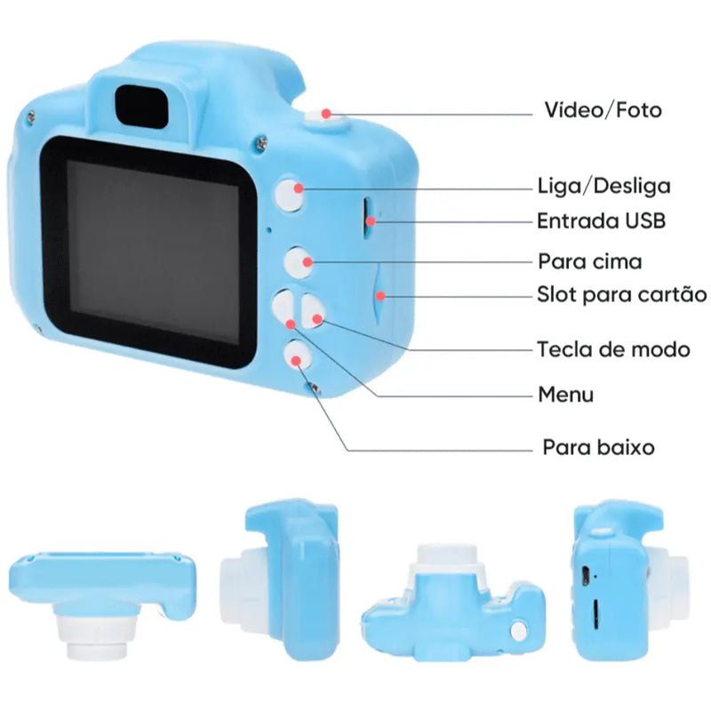 Kit Câmera Digital Infantil - Criativa Kids - Acompanha Cartão de Memória 32GB de Graça!