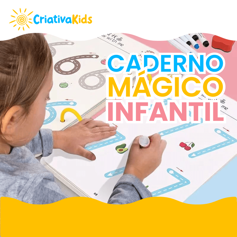 CriativaBook - Caderno Mágico Infantil + Canetas de Brinde