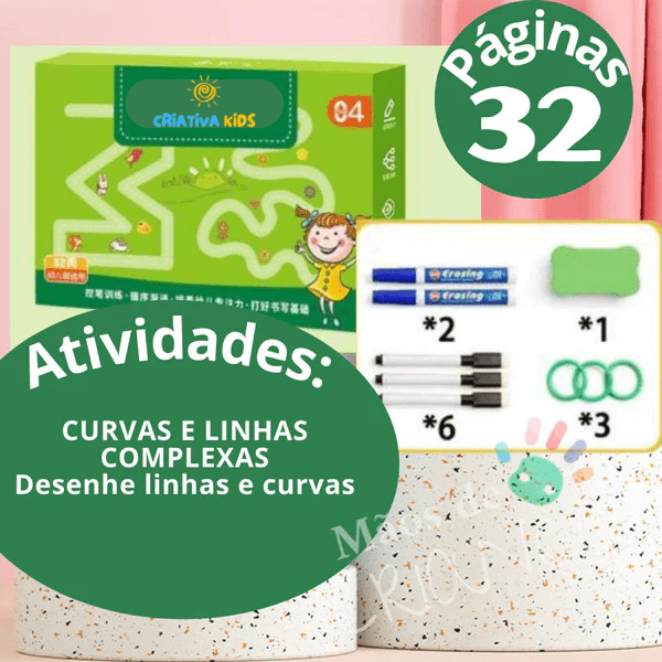 CriativaBook - Caderno Mágico Infantil + Canetas de Brinde