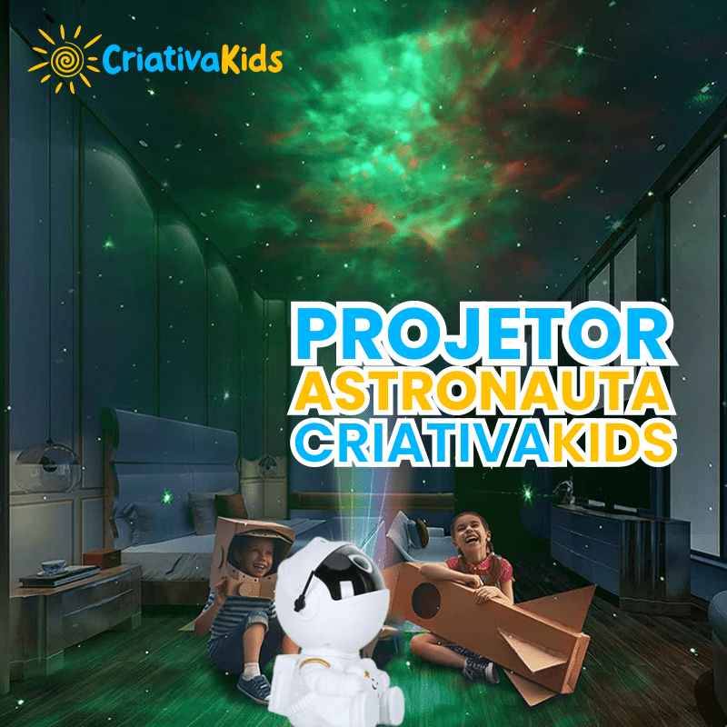 Projetor Astronauta de Estrelas e Galáxias HD Criativa Kids